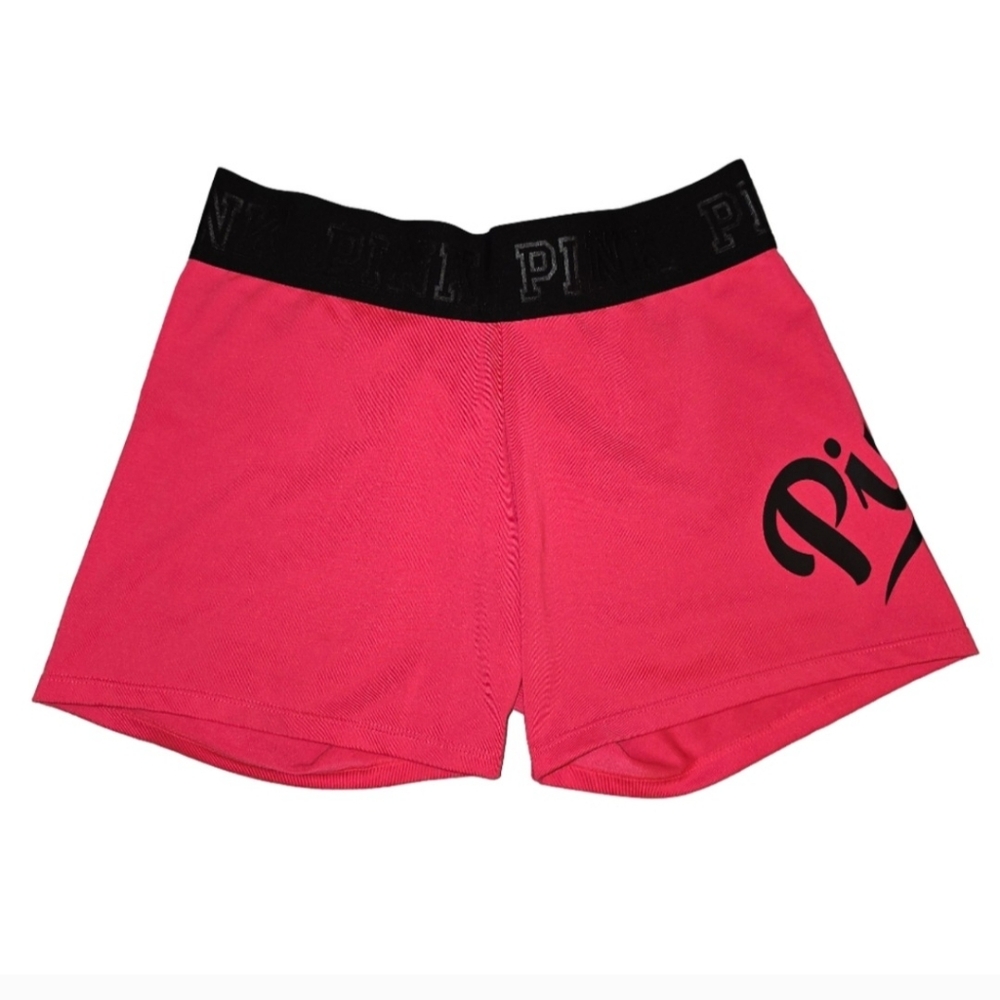 PINK Victoria’s Secret Ultimate Logo Yoga Compression Shorts sz SM Pink Black